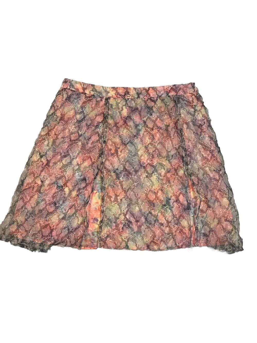 SHEIN X Colorful Multi Color Skirt Floral Pattern With Black Tool Sz L